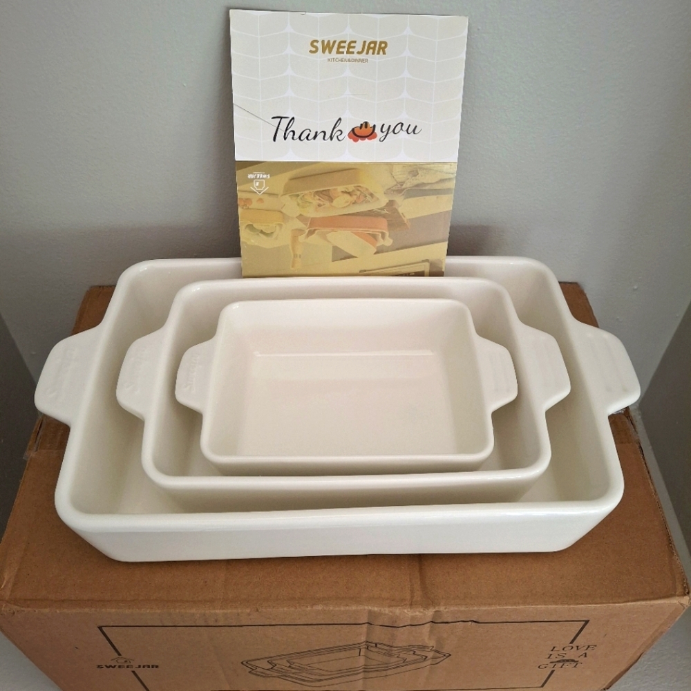 Sweejar Ceramic Bakeware Set, Rectangular Baking Dish for Oven Lasagna Pans for